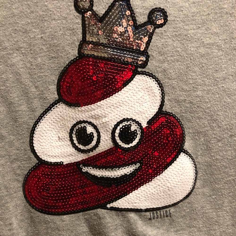 5/$20🦄Justice Poop Emoji Gray Hooded Top size 12 - Picture 5 of 8